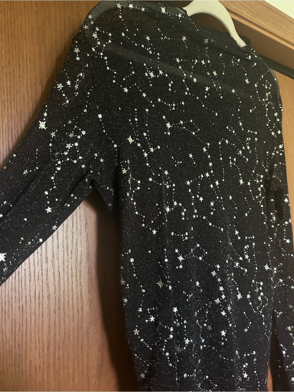 Sheer Star-Print Long Sleeve Top - Black - Picture 3 of 5